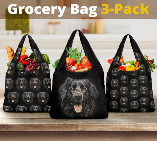 Newfoundland Dog (Newfie) Watercolor Design 3 Pack Grocery Bags