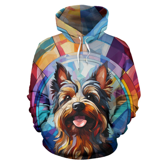 Australian Terrier Stained Glass Design All Over Print Hoodies