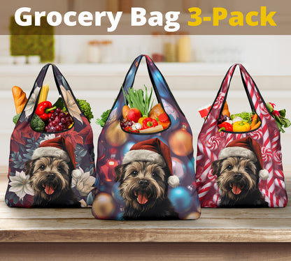 Cairn Terrier Design 3 Pack Grocery Bags - 2023 Christmas / Holiday Collection