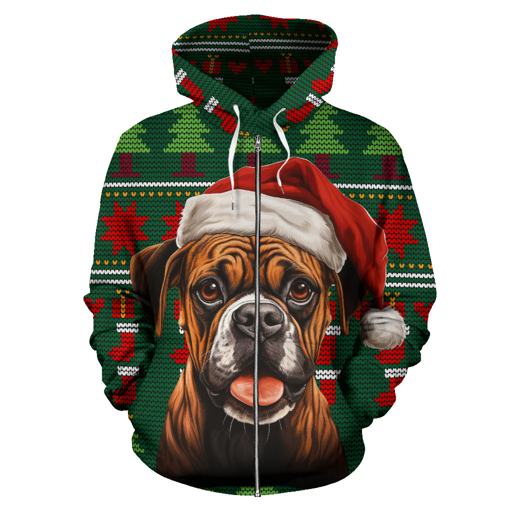 Boxer All Over Print Zip-Up Hoodies - 2023 Christmas / Holiday Collection