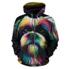 Shih Tzu Design All Over Print Colorful Background Zip-Up Hoodies - Inspired Collection