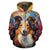Rough Collie All Over Print Stained Glass Design Zip-Up Hoodies