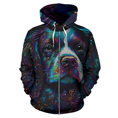 Cavalier King Charles Spaniel Design All Over Print Colorful Background Zip-Up Hoodies - Inspired Collection