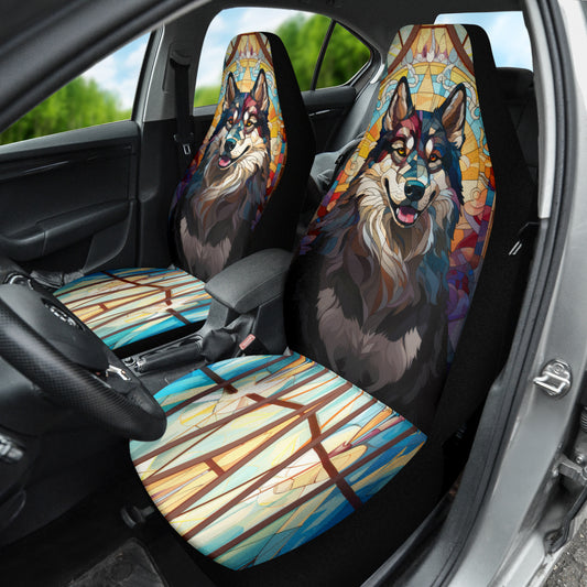 Alaskan Malamute Stained Glass Design Car Seat Covers