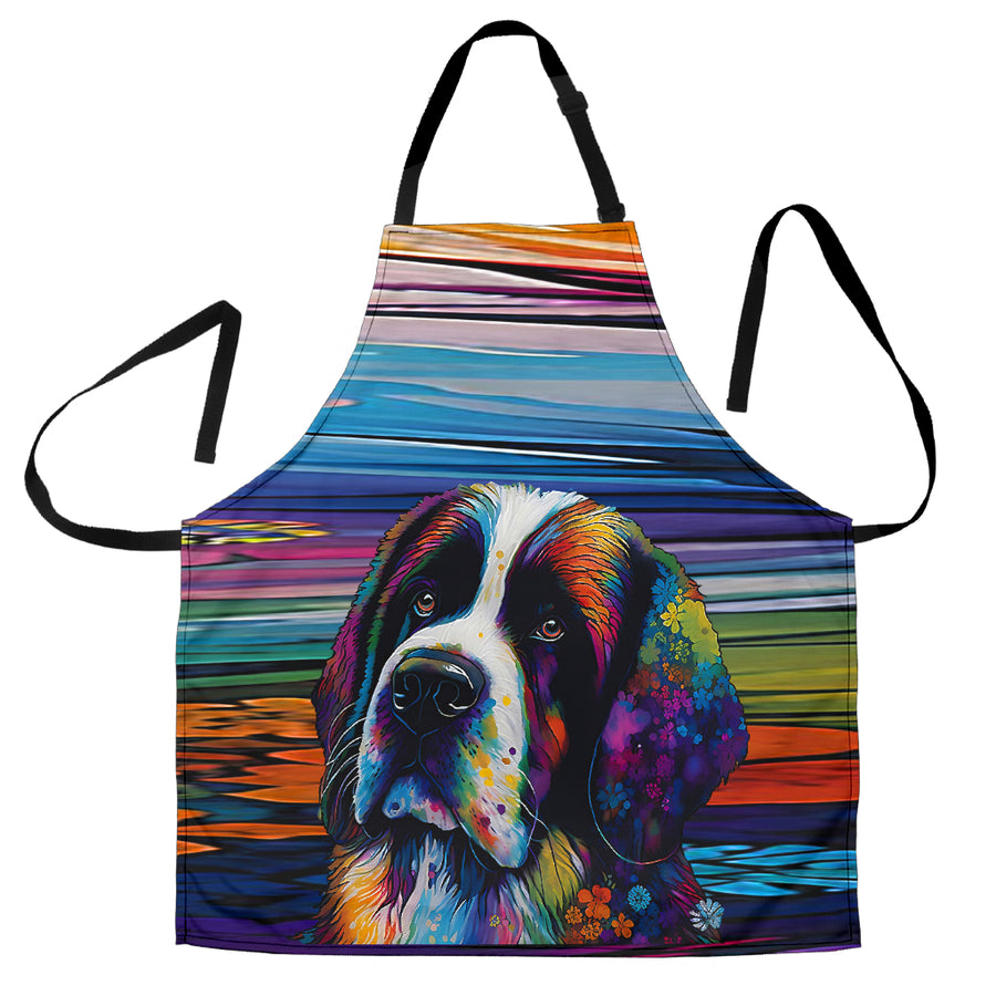 Saint Bernard Design Colorful Background Aprons - Inspired Collection