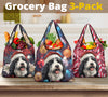 Old English Sheepdog Design 3 Pack Grocery Bags - 2023 Christmas / Holiday Collection