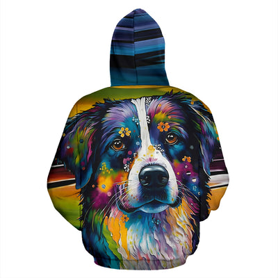 Australian Shepherd Design All Over Print Colorful Background Zip-Up Hoodies - Inspired Collection