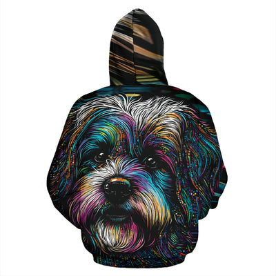Havanese Design All Over Print Colorful Background Zip-Up Hoodies - Inspired Collection
