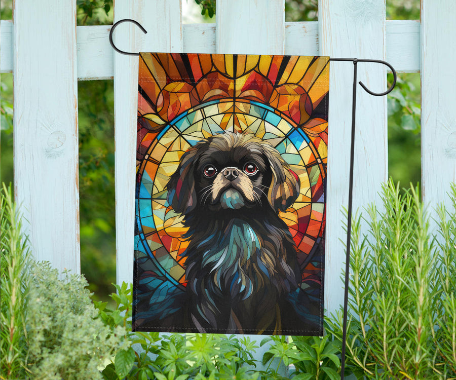 Pekingese Stained Glass Design Garden and House Flags