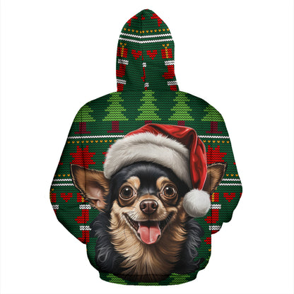 Chihuahua All Over Print Zip-Up Hoodies - 2023 Christmas / Holiday Collection