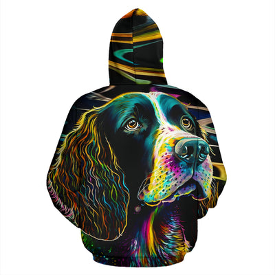 Springer Spaniel Design All Over Print Colorful Background Zip-Up Hoodies - Inspired Collection