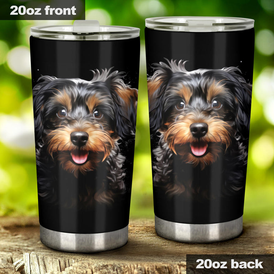 Yorkiepoo Watercolor Paint Design Double Walled Vacuum Insulated Tumblers