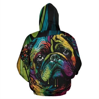 Pug Design All Over Print Colorful Background Zip-Up Hoodies - Inspired Collection