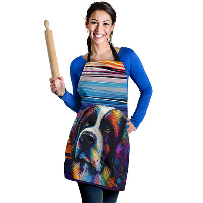 Saint Bernard Design Colorful Background Aprons - Inspired Collection