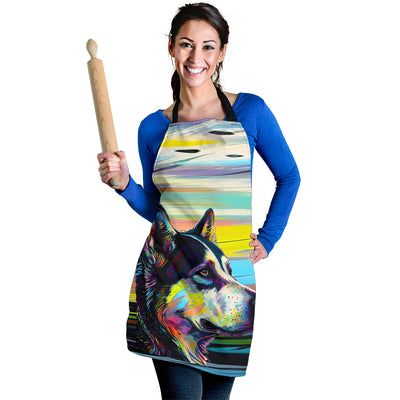 Husky Design Colorful Background Aprons - Inspired Collection