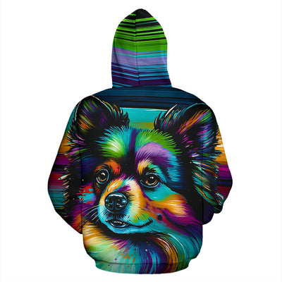Pomeranian Design All Over Print Colorful Background Zip-Up Hoodies - Inspired Collection