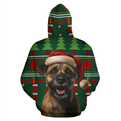 Border Terrier All Over Print Zip-Up Hoodies - 2023 Christmas / Holiday Collection