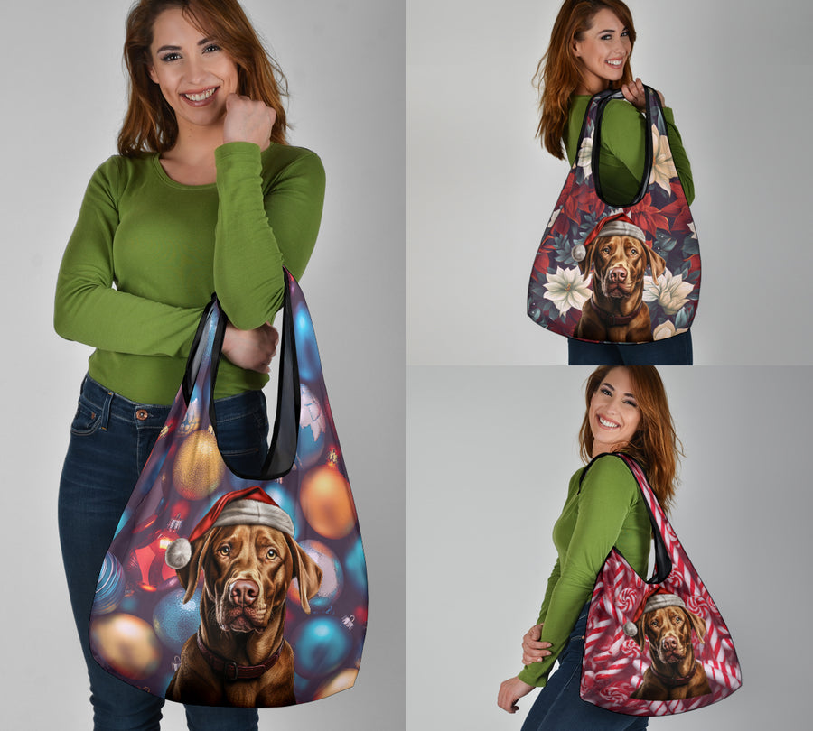 Vizsla Design 3 Pack Grocery Bags - 2023 Christmas / Holiday Collection
