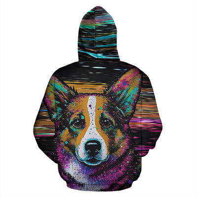 Corgi Design All Over Print Colorful Background Zip-Up Hoodies - Inspired Collection