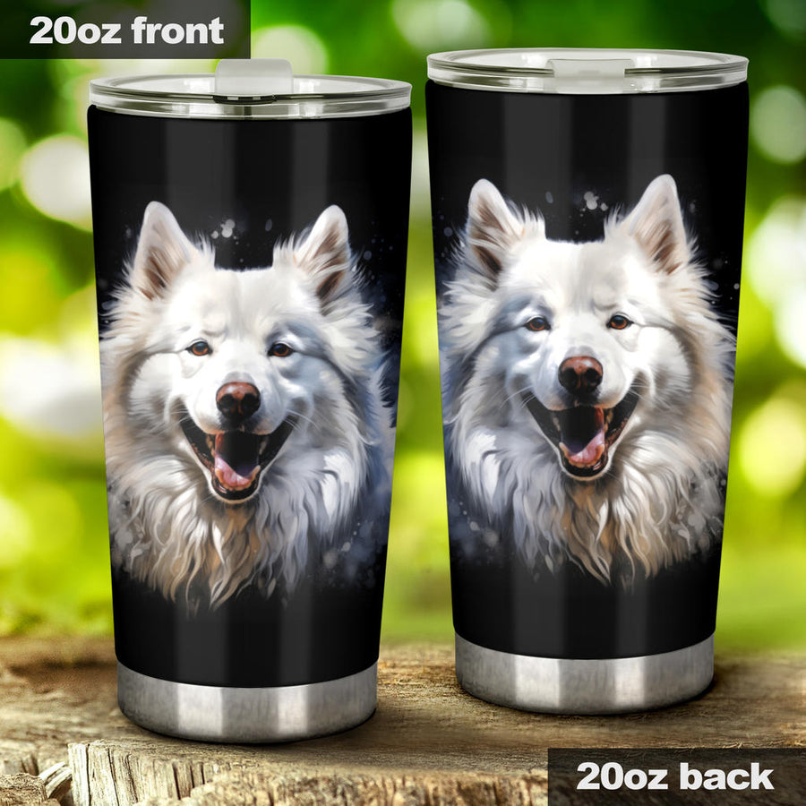 Samoyed Watercolor Paint Design Double Walled Vacuum Insulated Tumblers
