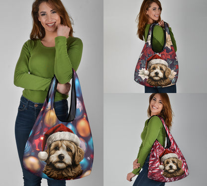 Maltipoo Design 3 Pack Grocery Bags - 2023 Christmas / Holiday Collection