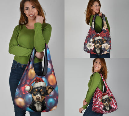 Rat Terrier Design 3 Pack Grocery Bags - 2023 Christmas / Holiday Collection