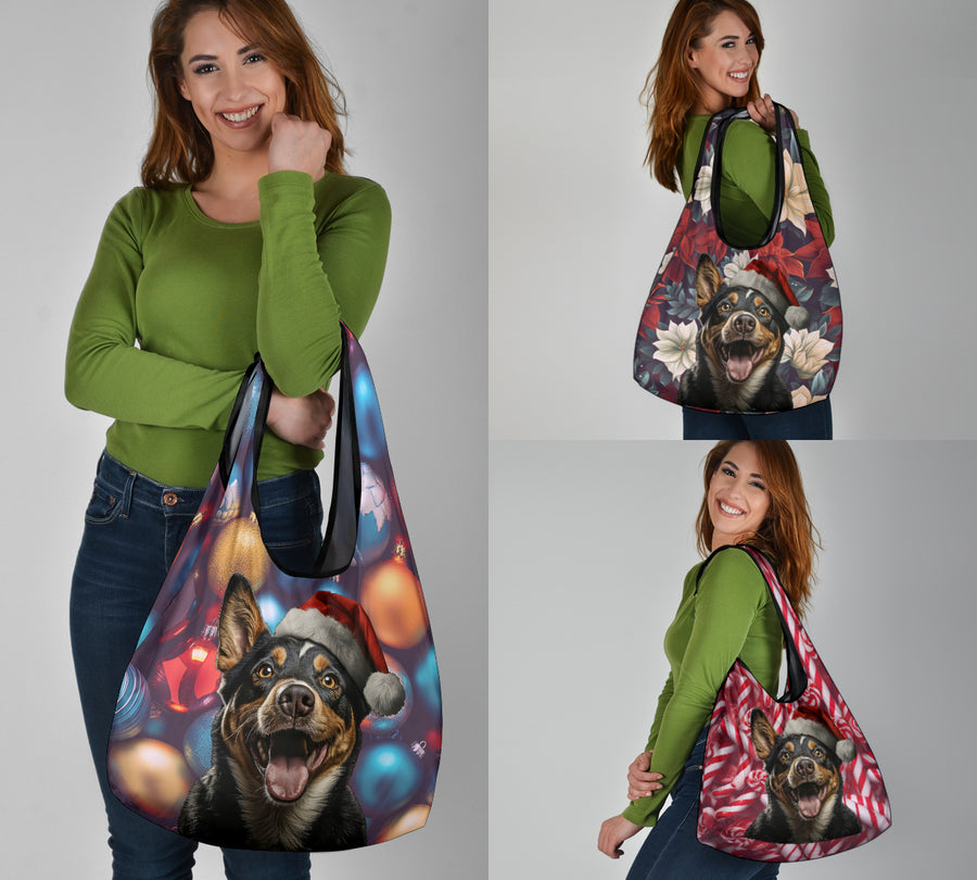 Australian Cattle Dog Design 3 Pack Grocery Bags - 2023 Christmas / Holiday Collection