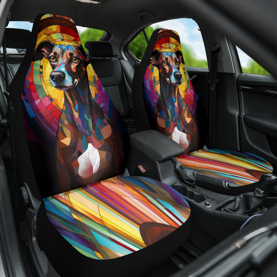 Whippet Stained Glass Design Car Seat Covers