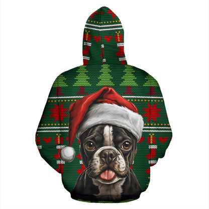 Boston Terrier All Over Print Zip-Up Hoodies - 2023 Christmas / Holiday Collection