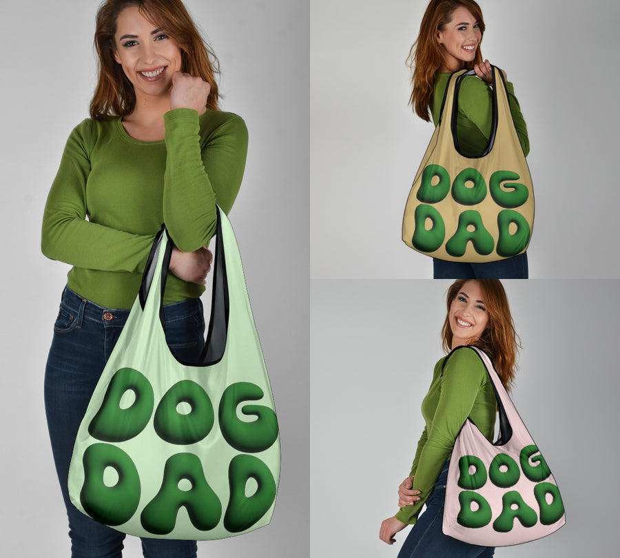 Dog Dad Puffy Inflated Design 3 Pack Grocery Bags - Mom and Dad Collection