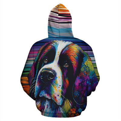 Saint Bernard Design All Over Print Colorful Background Zip-Up Hoodies - Inspired Collection