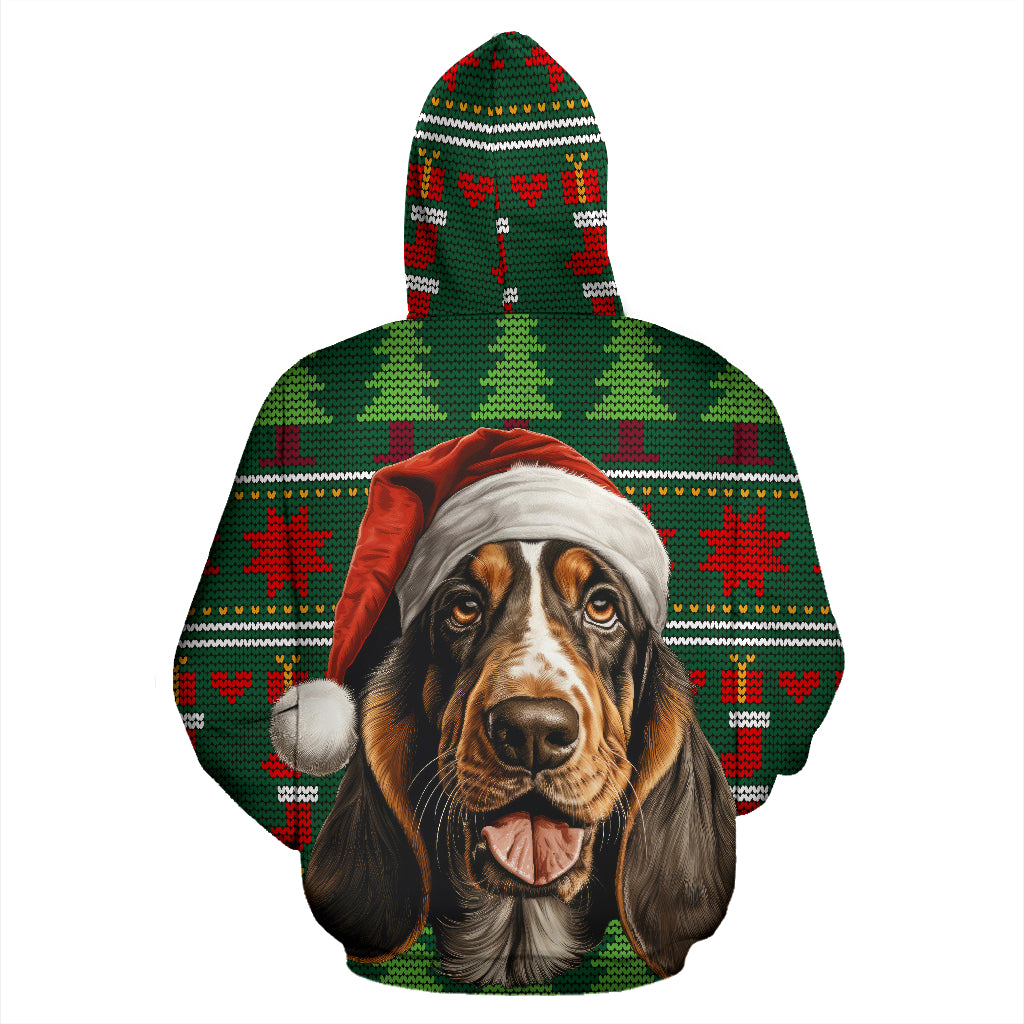 Basset Hound All Over Print Zip-Up Hoodies - 2023 Christmas / Holiday Collection