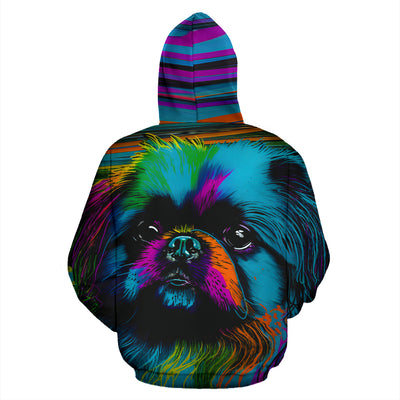 Pekingese Design All Over Print Colorful Background Zip-Up Hoodies - Inspired Collection