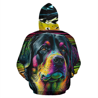 Rottweiler Design All Over Print Colorful Background Zip-Up Hoodies - Inspired Collection