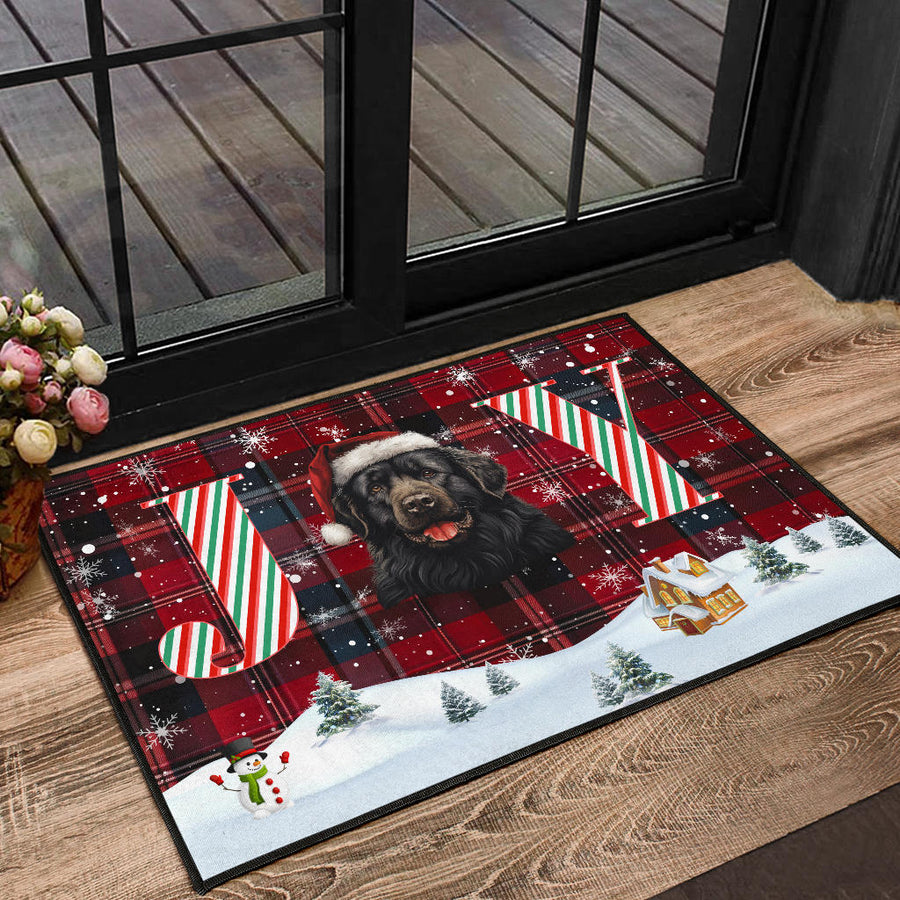 Newfoundland Dog (Newfie) Design Holidays / Christmas 2023 Collection Door Mats