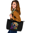 Golden Retriever Design Large Leather Tote Bag - Inspired Collection
