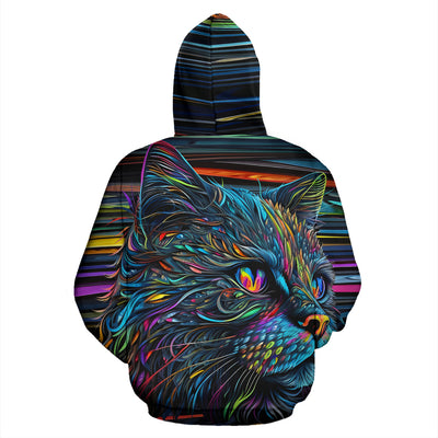 Cat Design All Over Print Colorful Background Zip-Up Hoodies - Inspired Collection