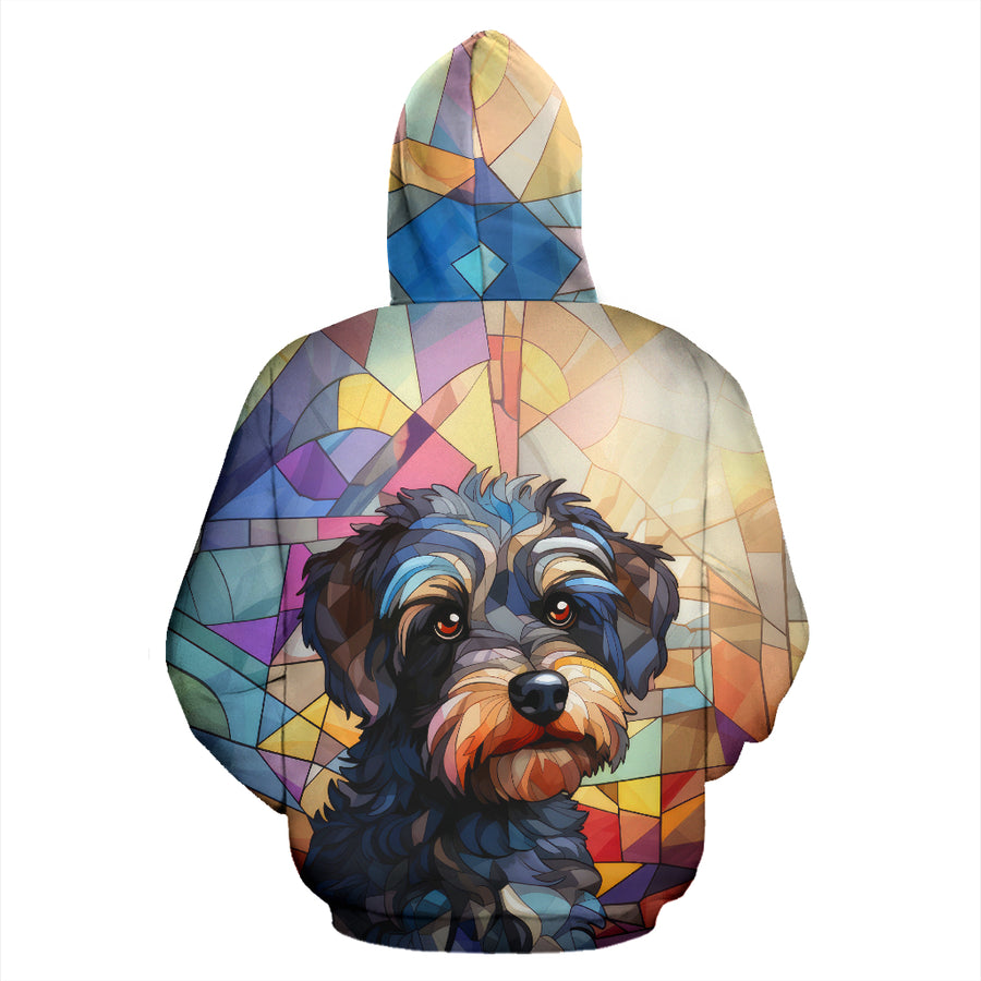 Yorkiepoo Stained Glass Design All Over Print Hoodies