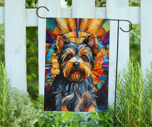Yorkshire Terrier (Yorkie) Stained Glass Design Garden and House Flags