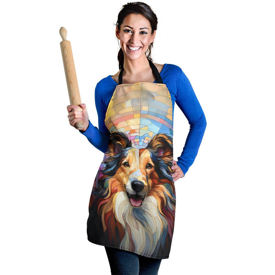 Rough Collie Stained Glass Design Aprons