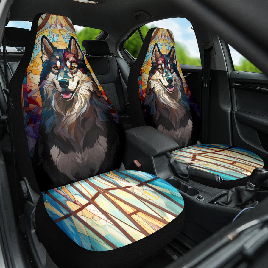 Alaskan Malamute Stained Glass Design Car Seat Covers