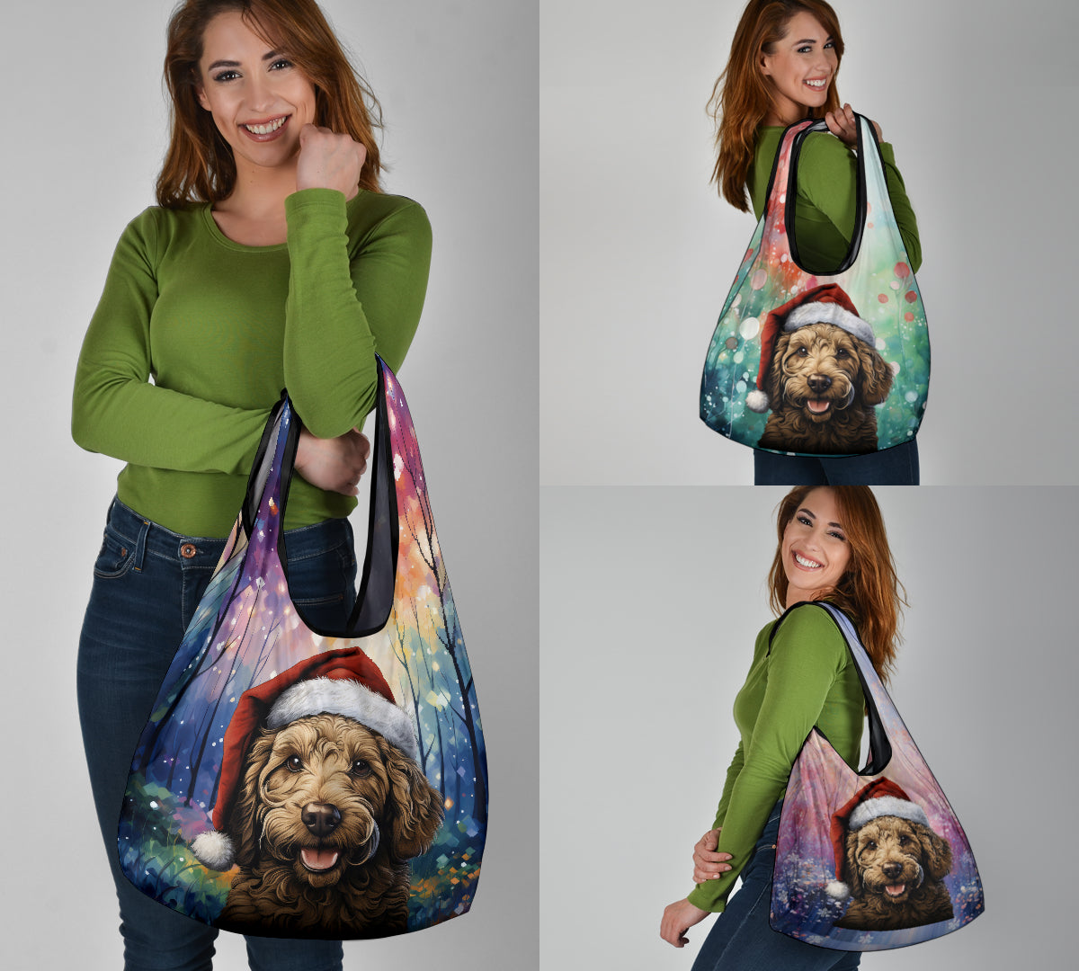 Labradoodle Design 3 Pack Grocery Bags - 2023 Holiday - Christmas Print