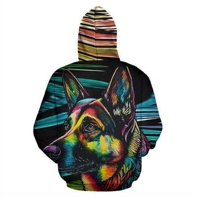 German Shepherd Design All Over Print Colorful Background Zip-Up Hoodies - Inspired Collection