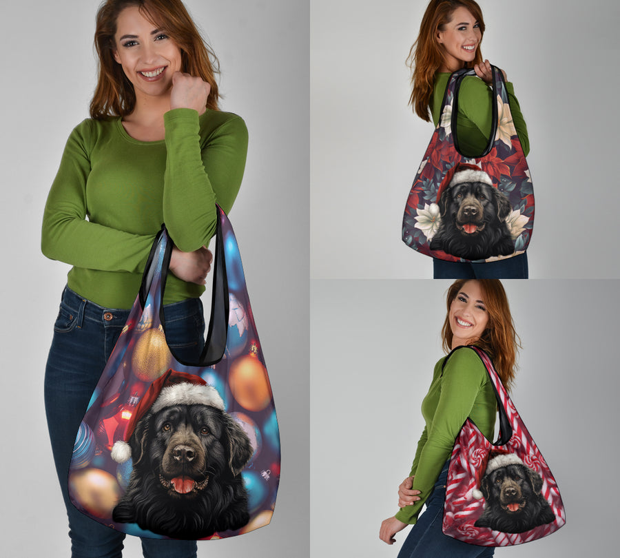 Newfoundland Dog (Newfie) Design 3 Pack Grocery Bags - 2023 Christmas / Holiday Collection