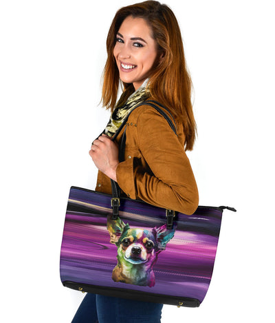 Chihuahua Design Large Leather Tote Bag - Inspired Collection