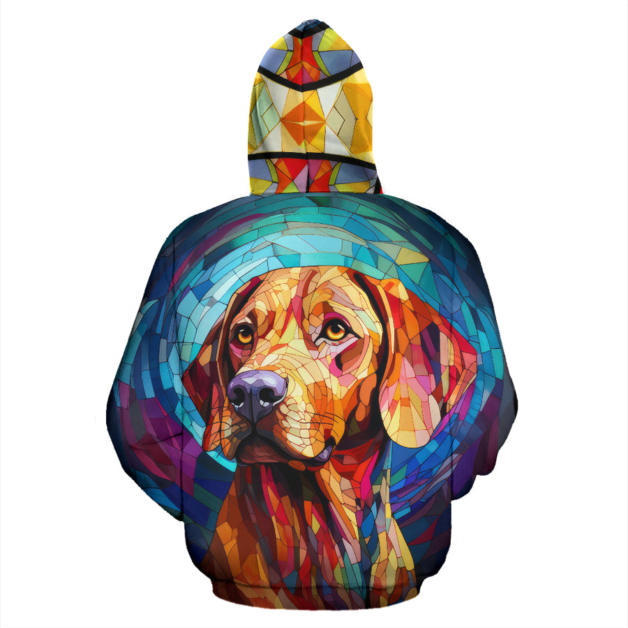 Vizsla All Over Print Stained Glass Design Zip-Up Hoodies