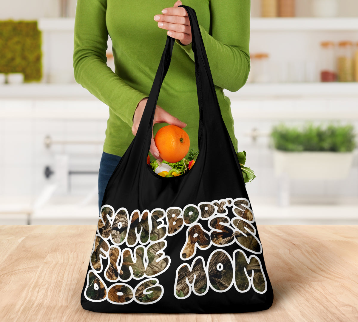Somebody's Fine Ass Dog Mom Mossy Oak Design 3 Pack Grocery Bags - Mom and Dad Collection