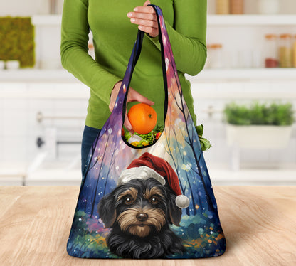 Yorkiepoo Design 3 Pack Grocery Bags - 2023 Holiday - Christmas Print