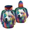Samoyed Design All Over Print Colorful Background Zip-Up Hoodies - Inspired Collection