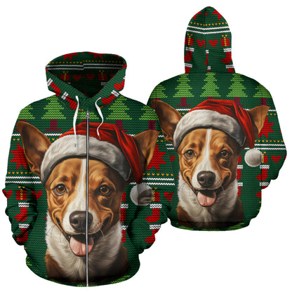 Basenji All Over Print Zip-Up Hoodies - 2023 Christmas / Holiday Collection